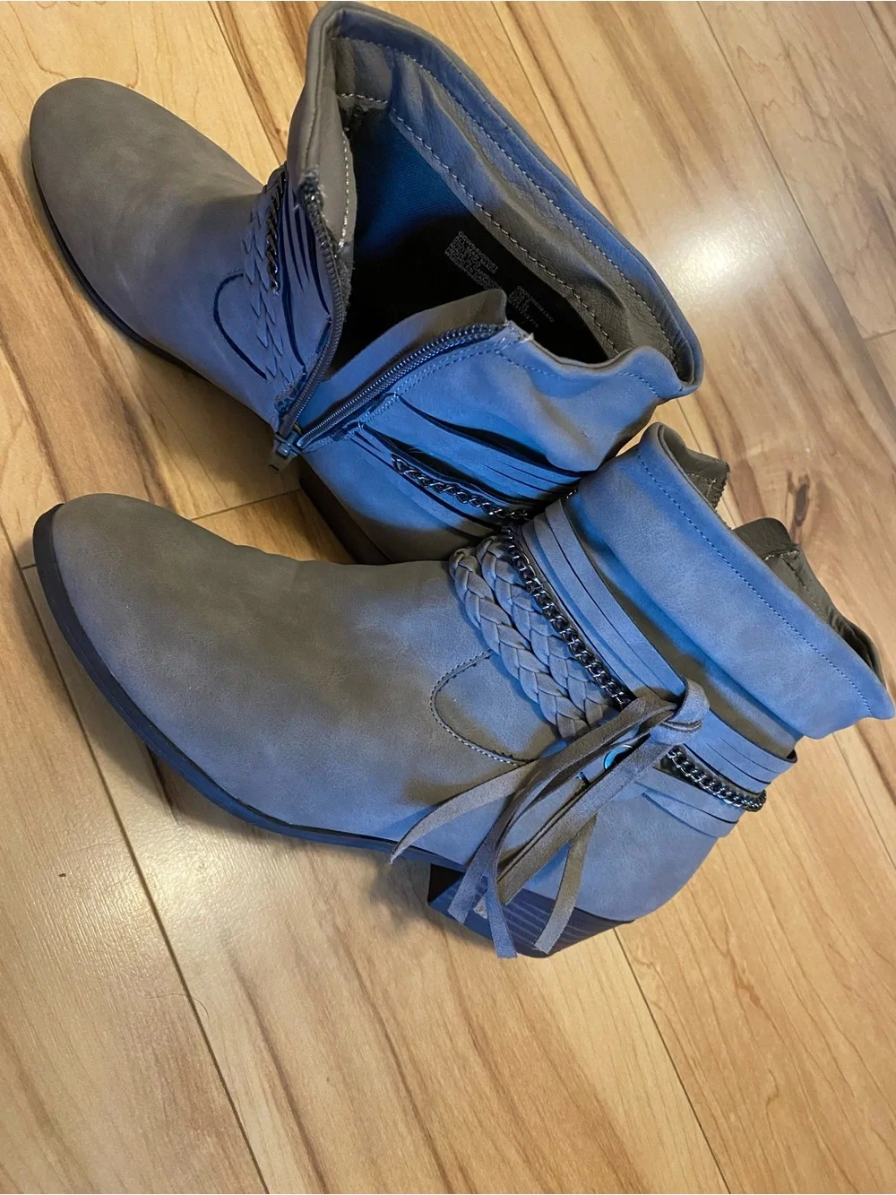 Wonder Nation Braided Strap Ankle Boot - Gray